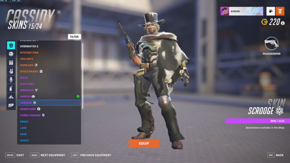 Cassidy's Scrooge skin in Overwatch