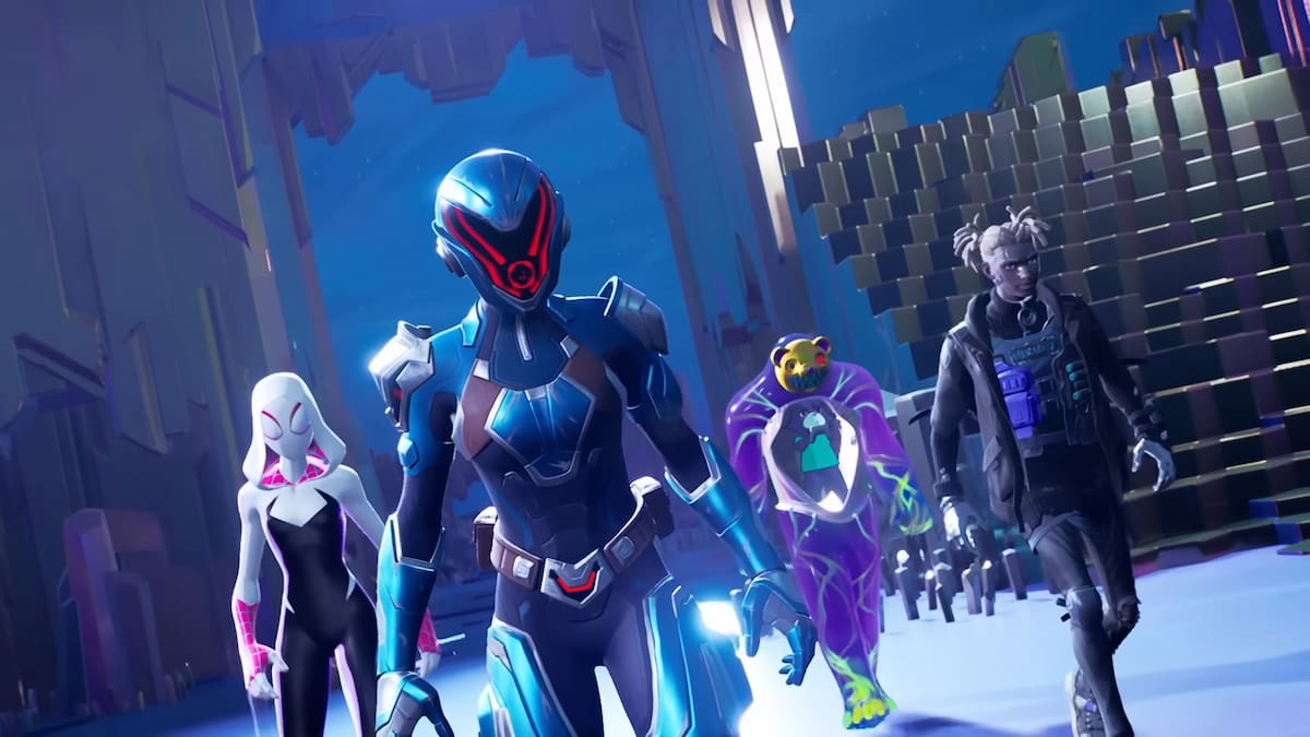 Four agents walking decisively in Fortnite