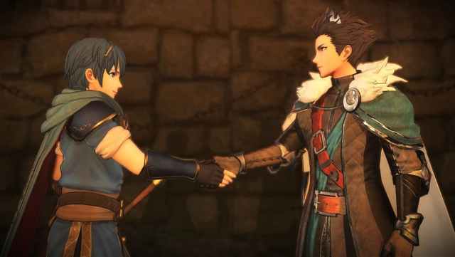 Two Fire Emblem characters shaking hands.