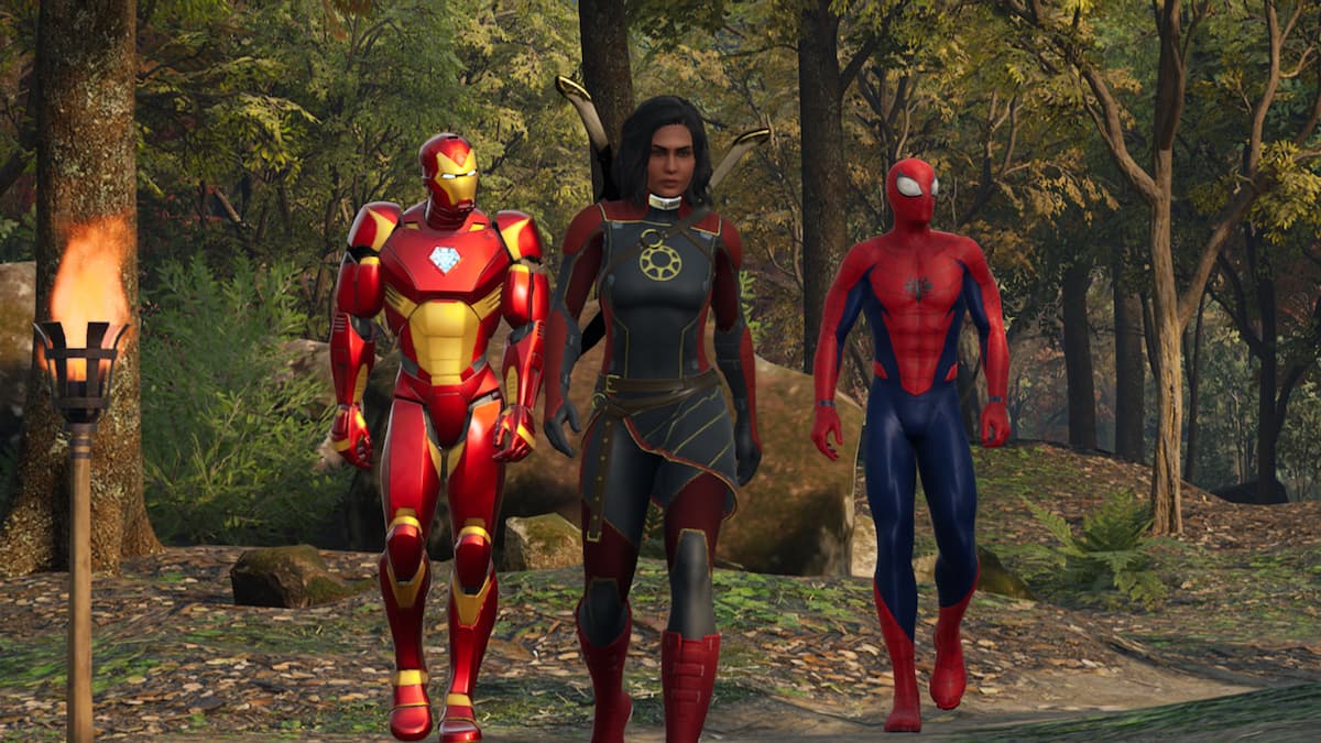 Iron Man, Hunter, and Spider-Man in Marvel's Midnight Suns