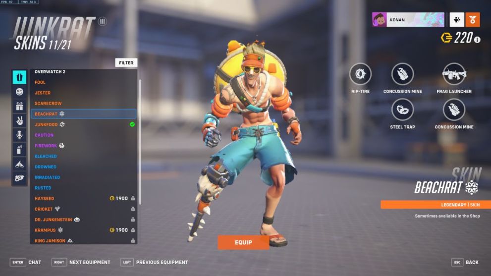 Junkrat's Beachrat skin in Overwatch