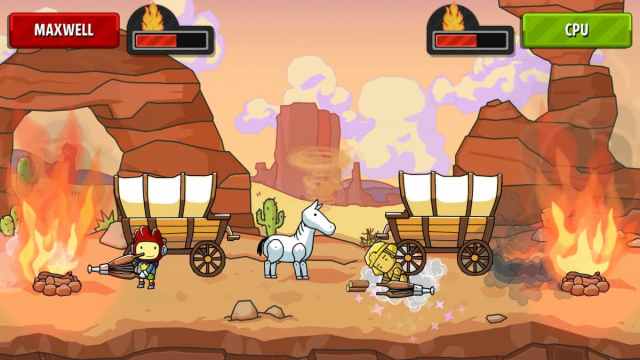 A horse and cart in Scribblenauts Showdown