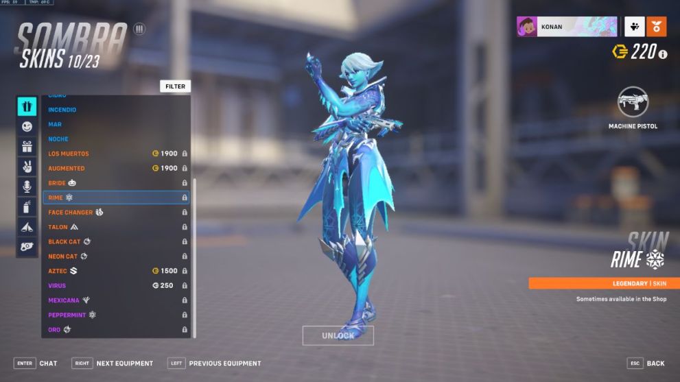 Sombra's Rime skin in Overwatch