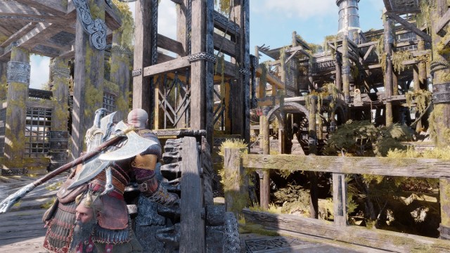 use the gear to move the gantry at althjofs rig in god of war ragnarok