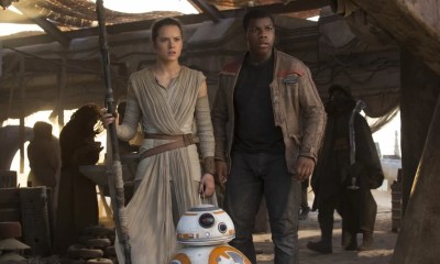 Rey, Finn, and BB8 in Star Wars: The Force Awakens