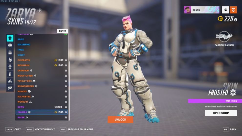 Zarya's Frosted skin in Overwatch 2.