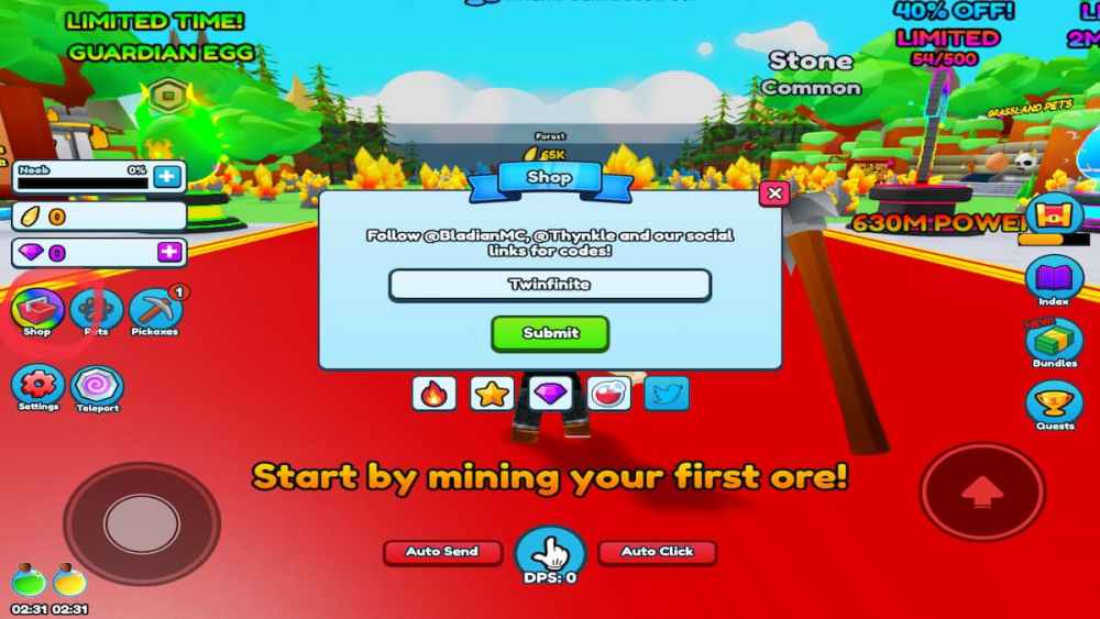 Code For Pickaxe Mining Simulator