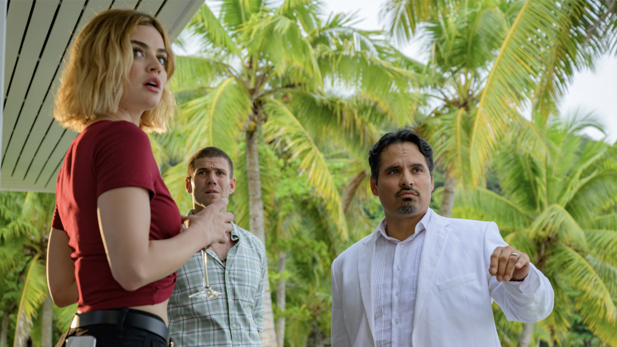 Lucy Hale, Austin Stowell and Michael Peña in Fantasy Island.