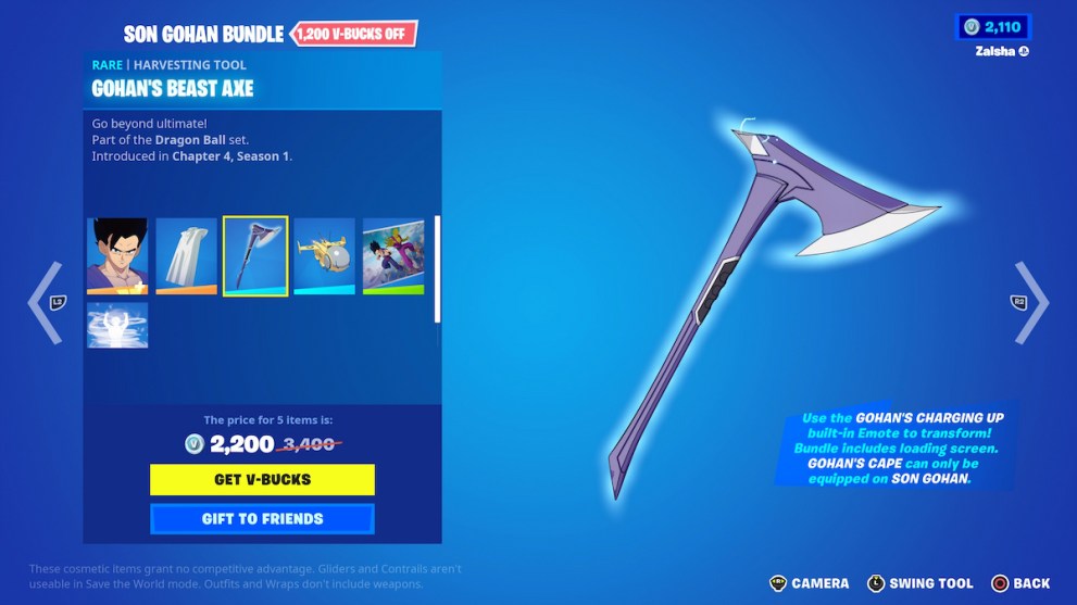 Fortnite Gohan's Beast Axe Harvesting Tool