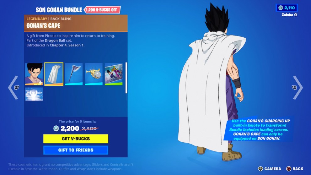 Gohan's Cape Back Bling