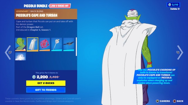 Piccolo's Cape and Turban Back Bling