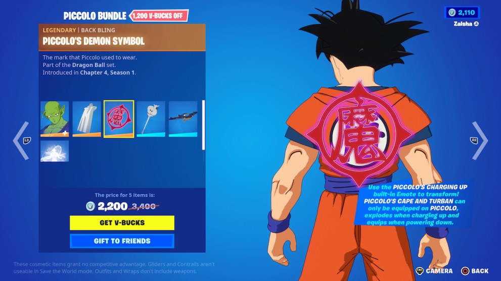 Piccolo's Demon Symbol Back Bling