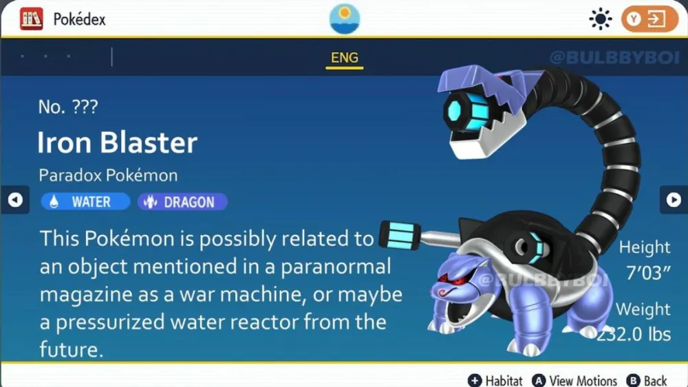 Iron Blaster fan-made Paradox Pokemon design