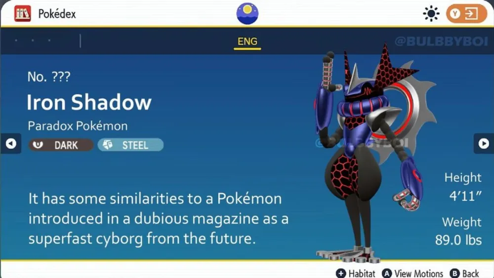 Pokemon Paradox-ontwerp gemaakt door Iron Shadow-fans