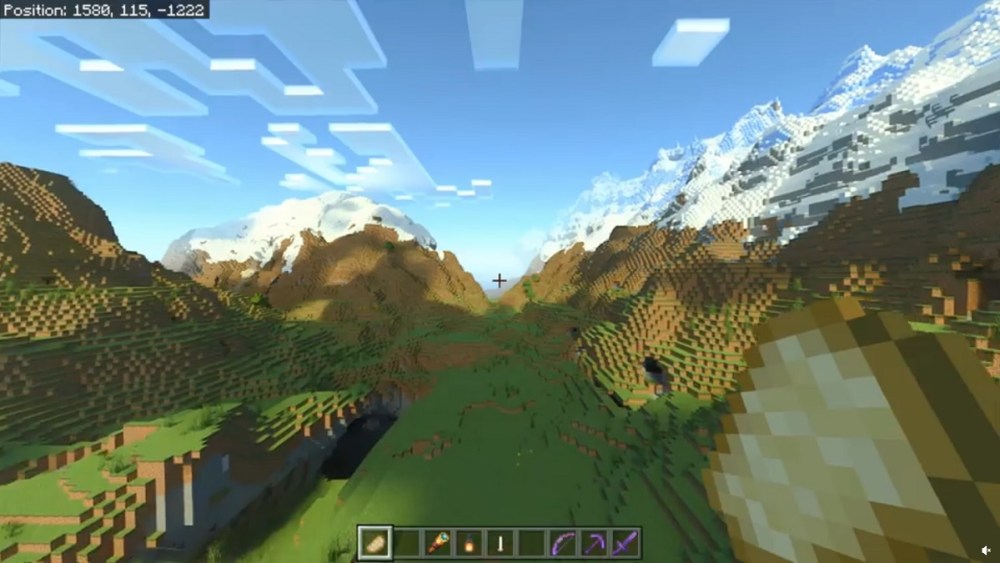 Mountain Valleys, Snow Tops and Big Cave Minecraft Seeds