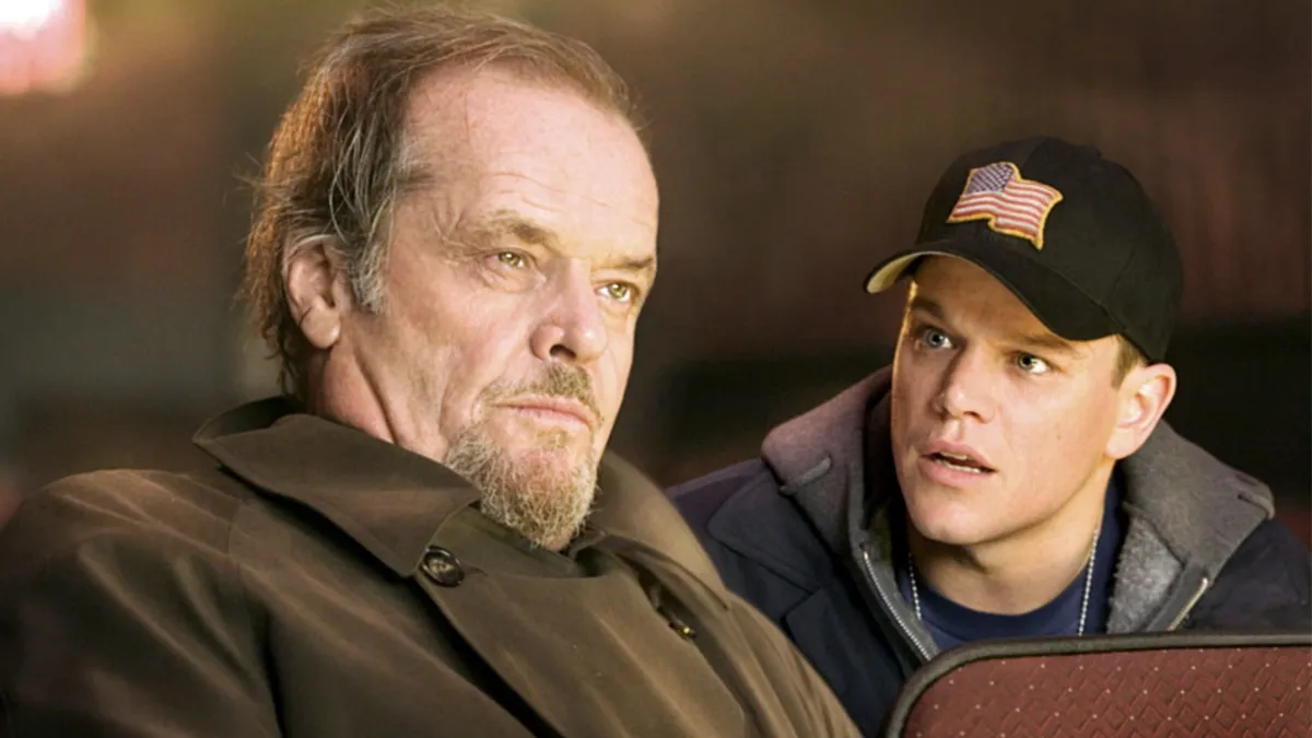 Jack Nicholson as Frank Costello and Matt Damon as Colin Sullivan in The Departed.