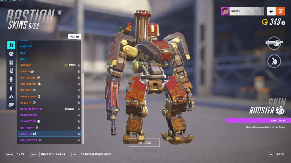 Bastion's Rooster skin in Overwatch 2