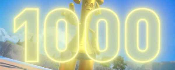 Gholdengo with the number 1000 in front of it in gold colored text.
