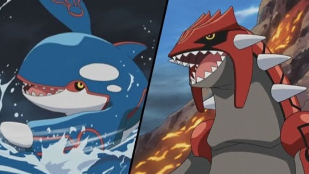 Kyogre en Groudon in de Pokemon-anime