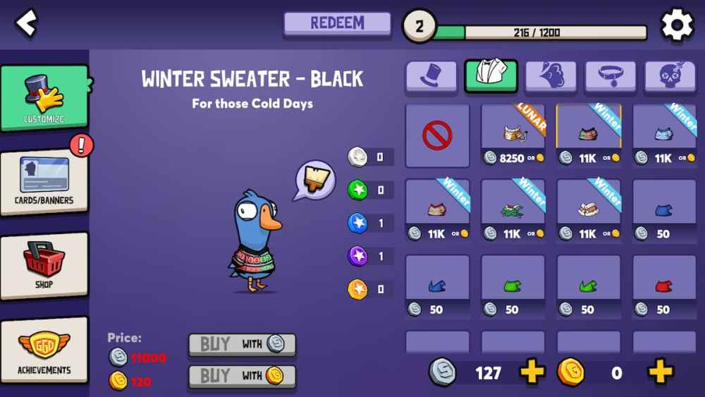 All Outfits and Achievements in Goose Goose Duck