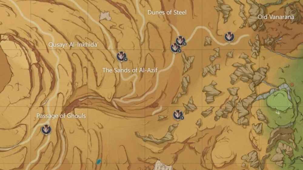East of the Desert of Hadramaveth Genshin Impact Interactive Map