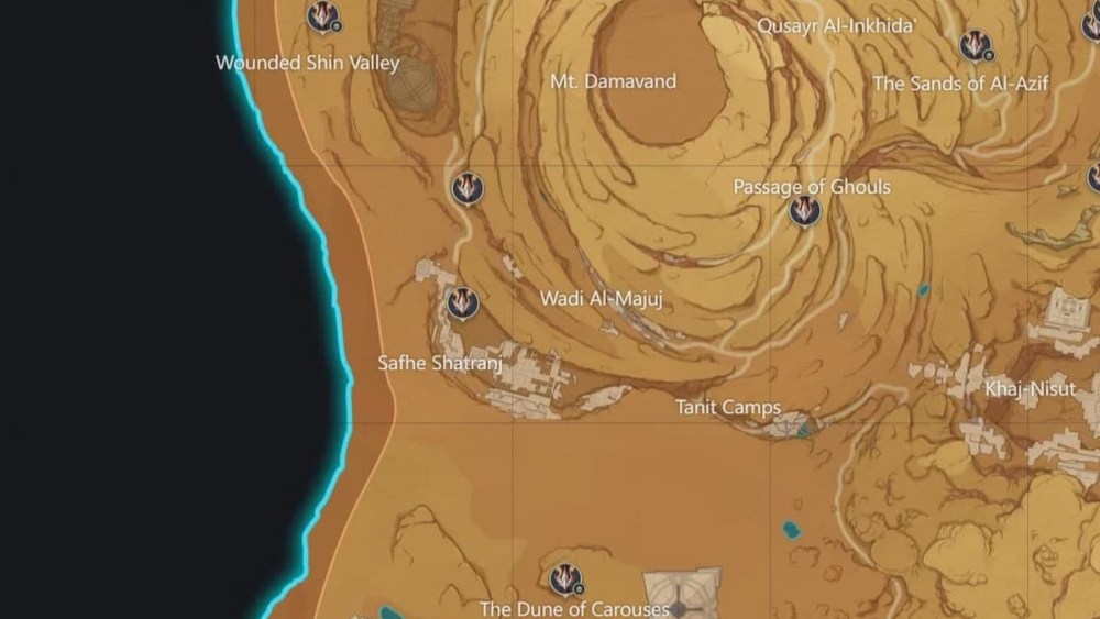 West & South of Desert of Hadramaveth Genshin Impact Interactive Map