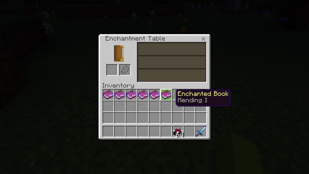 the mending sword enchantment in minecraft