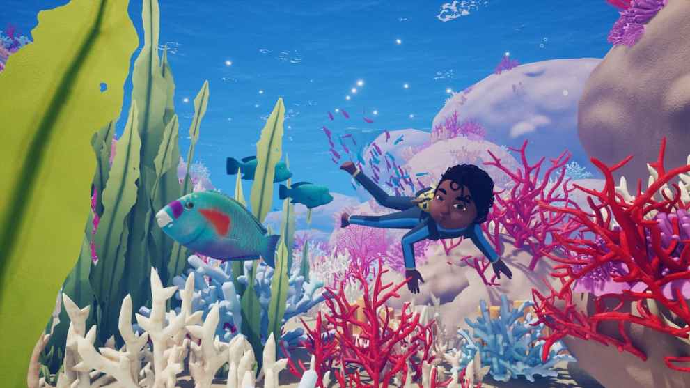 Soul Jumping gives Tchia lots of ways to explore her environment, like possessing fish to stay underwater longer.