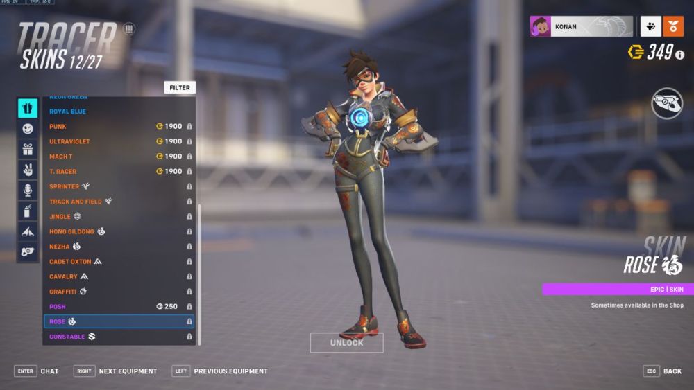 Tracer's Rose skin in Overwatch 2