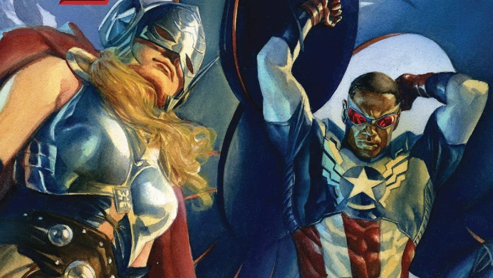 Jane Foster as Thor and Sam Wilson as Captain America.