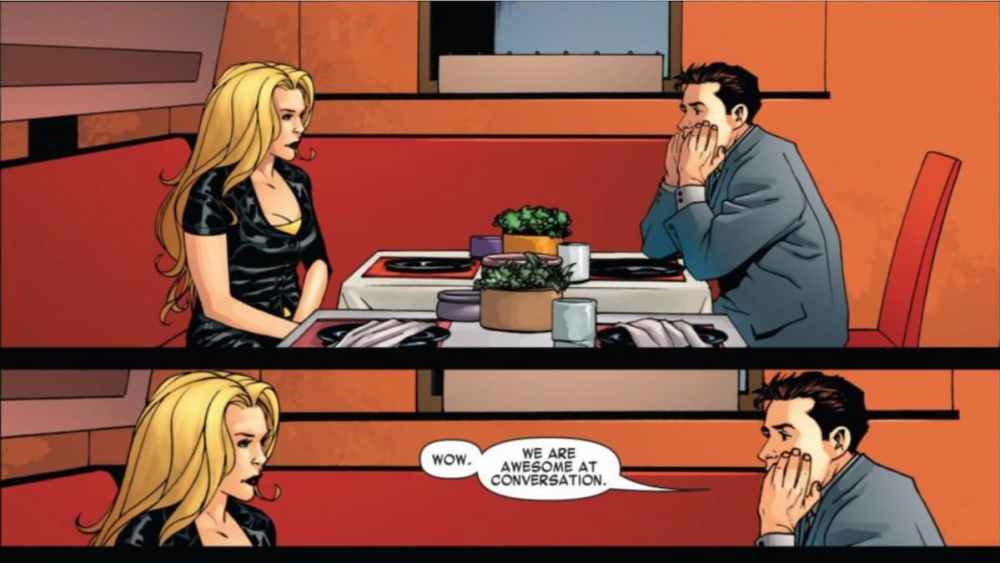 Peter Parker and Carol Danvers at a Restaurant