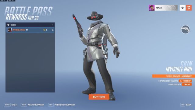 Cassidy's Invisible Man skin in Overwatch 2.