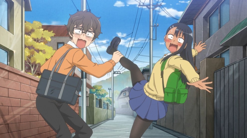 Senpai fending off an attack in Don't Toy With Me, Miss Nagatoro