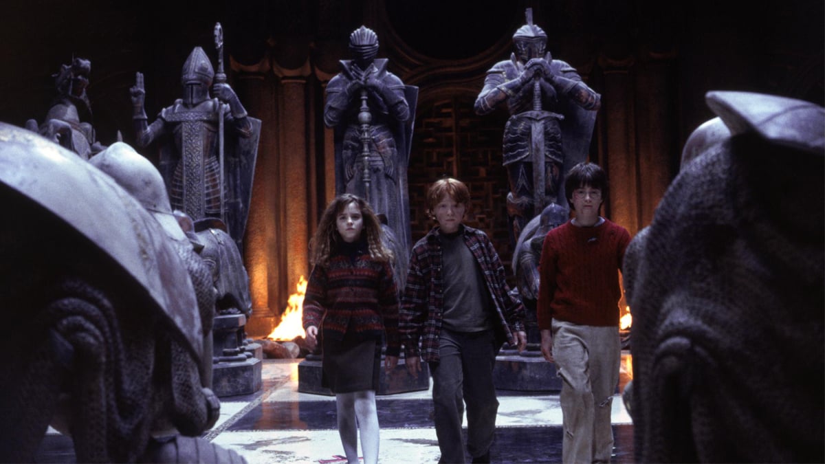 Hermione, Ron and Harry in Harry Potter and the Philosopher's Stone.