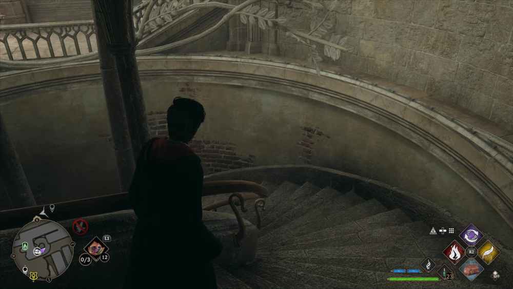 Staircase leading to Hufflepuff common room entrance