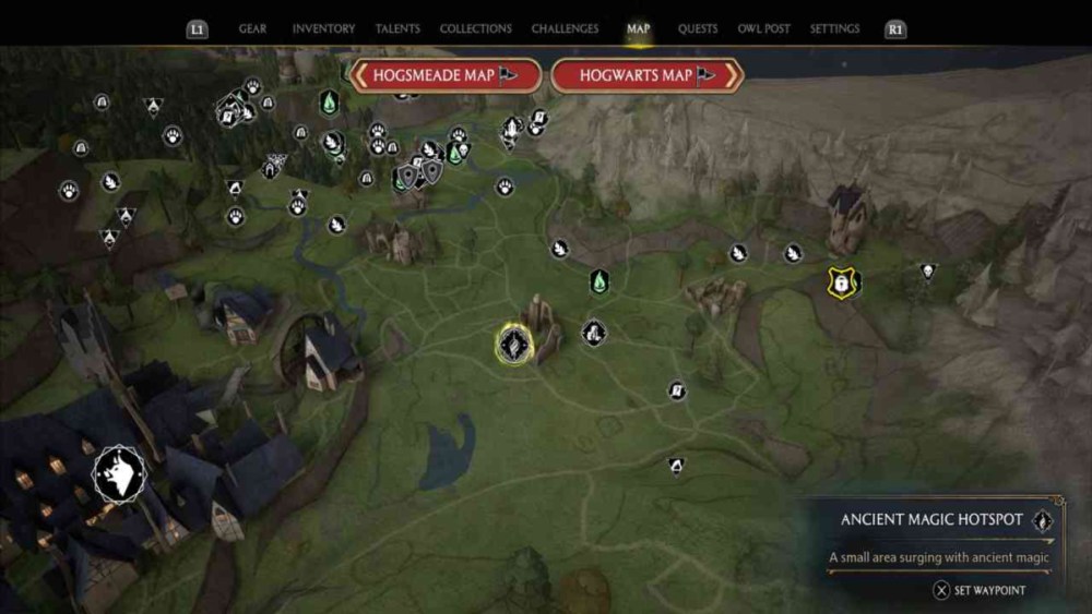 Hogwarts Legacy how to find the hogsmeade valley magic hotspot location.