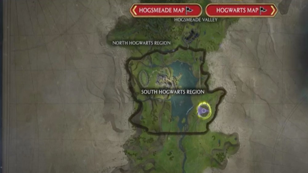 Hogwarts Legacy map location for brazier puzzle vault.