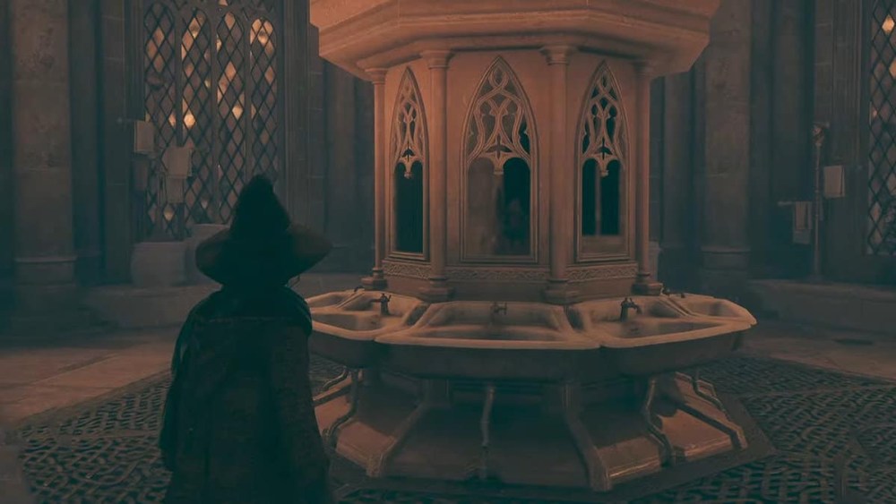Hogwarts Legacy entrance to the Chamber of Secrets inside Slytherin bathroom.