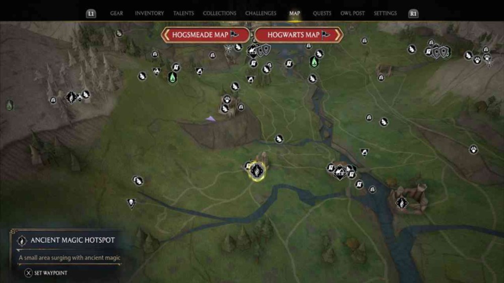 Hogwarts Legacy how to find the fifth ancient magic hotspot in hogwarts valley.