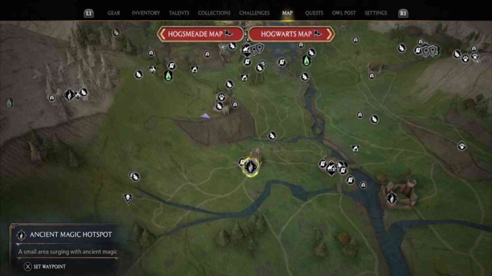 Hogwarts Legacy how to find the fifth ancient magic hotspot in hogwarts valley.