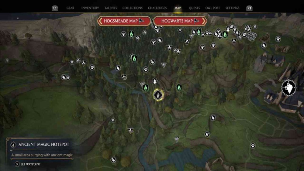 Hogwarts Legacy how to find the north hogwarts area ancient magic hotspot.