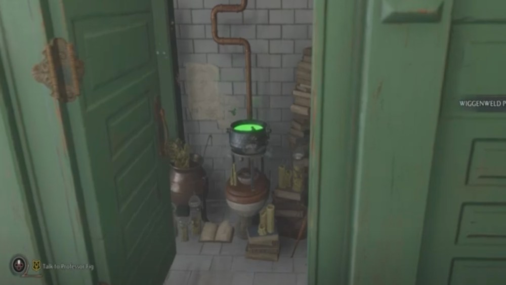 Hogwarts Legacy Polyjuice Potion in the girls bathroom, a Hermione easter egg.