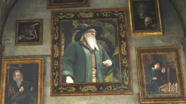 Hogwarts Legacy portrait of Richard Harris who was Dumbeldore in the films.