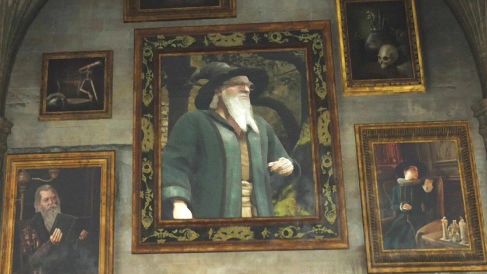 Hogwarts Legacy portrait of Richard Harris who was Dumbeldore in the films.