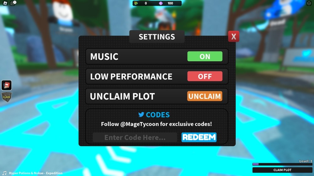 how to redeem roblox codes in mage tycoon