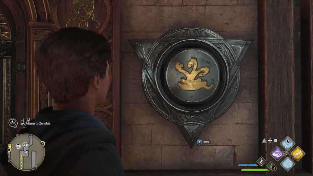 the hydra symbol in the inverted triangle for the animal door puzzle in Hogwarts Legacy