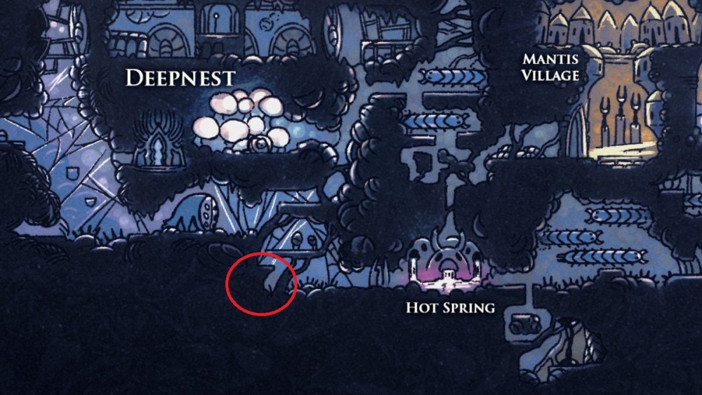 pale ore hidden behind a wall in deepnest in hollow knight