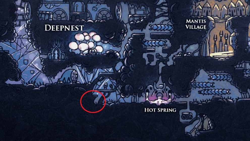 pale ore hidden behind a wall in deepnest in hollow knight