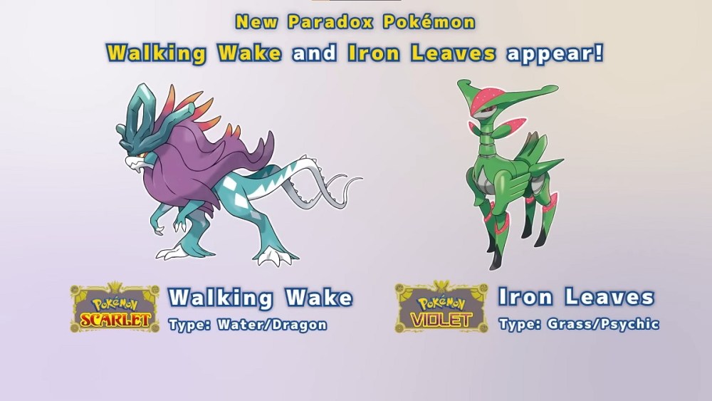 new paradox pokemon announced on pokemon day: walking wake and iron leaves