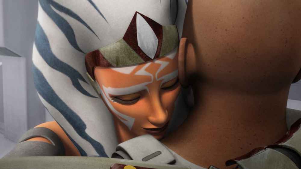 Ahsoka embrasse Rex après s'être réuni dans la saison 2 de Star Wars Rebels.